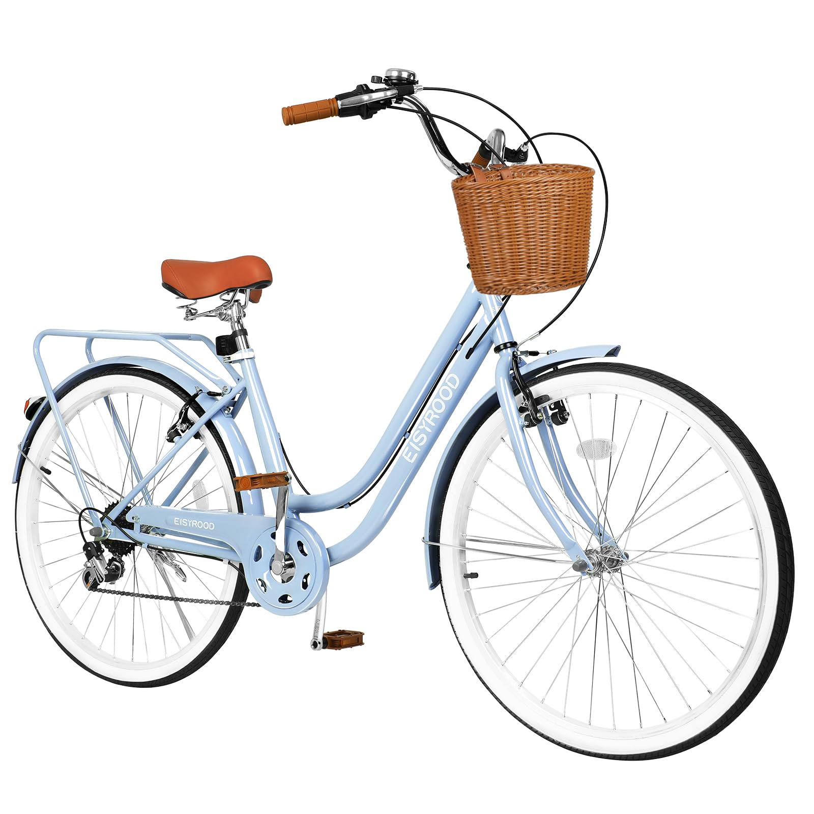 26 Inch Women's Beach Cruiser Bike - 7 Speed Hybrid Cruiser with Adjustable Seat, Lightweight Frame & Anti-Skid Tires - Multiple Colors (Blue) - Perfect for Coastal Rides, City Commuting & Leisure Cycling