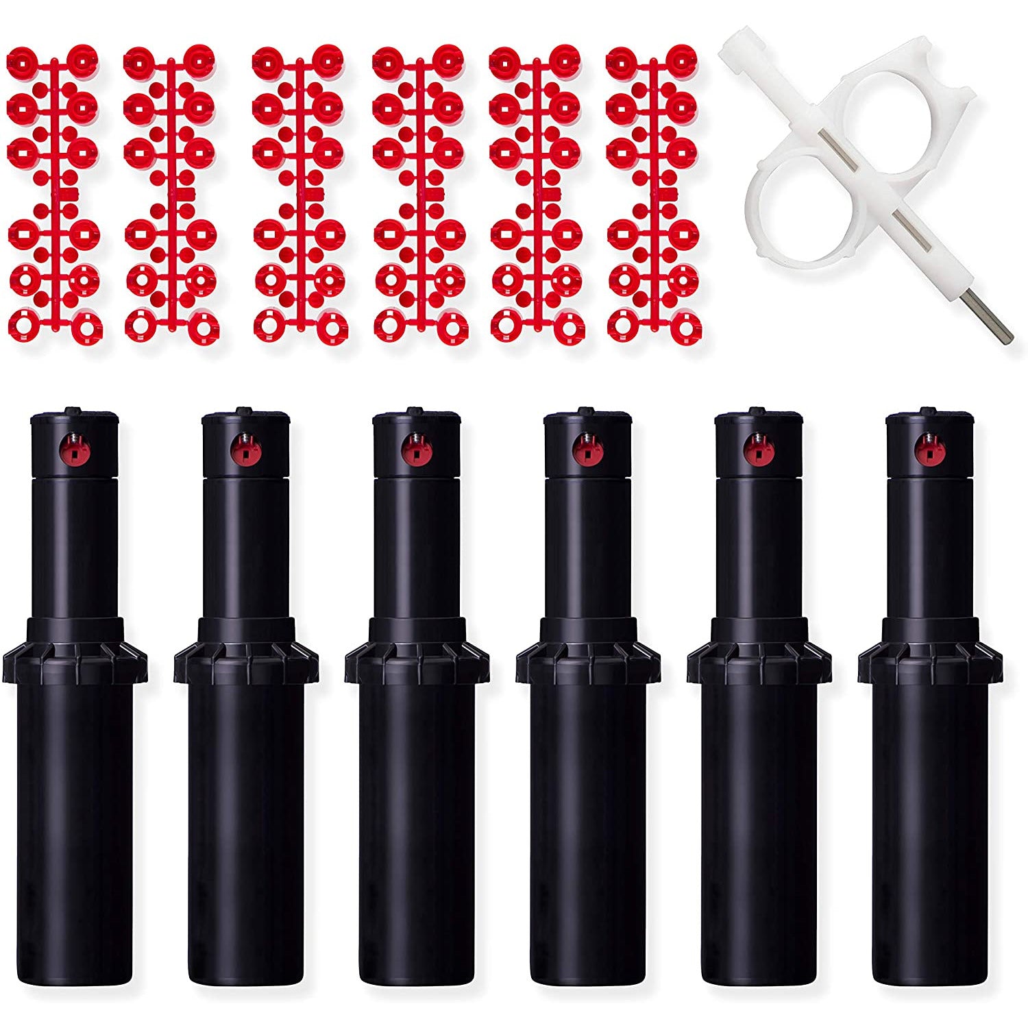 Hunter Industries PGP ADJ 6-Pack - PGP Series 4 Adjustable Pop-Up Rotor Sprinkler with Nozzle Trees & Adjustment Tool (6 Pack) - Perfect for Lawn Irrigation & Landscape Watering Systems