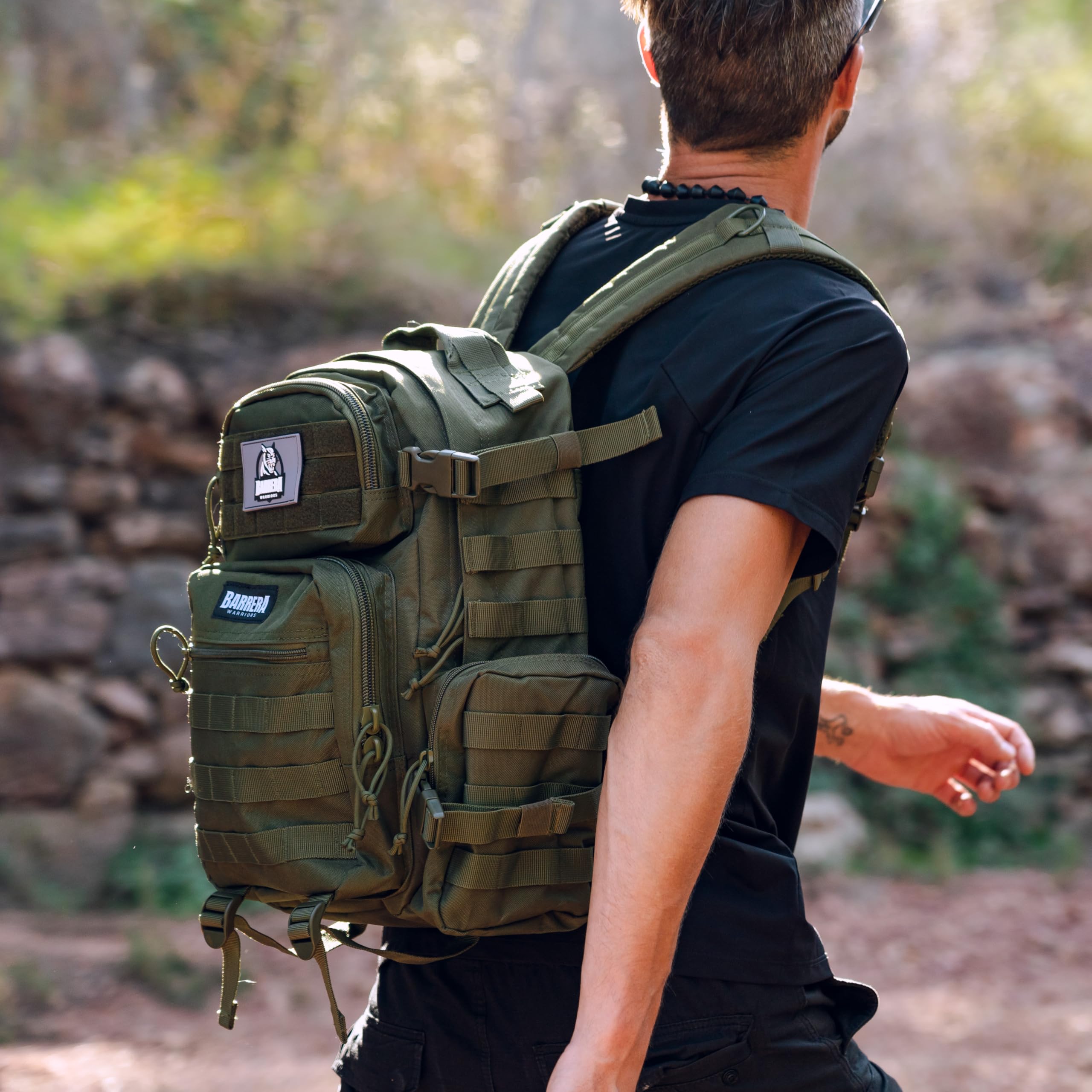 BARRERA Warriors 25L Tactical Backpack - Military Molle Rucksack for Men, Waterproof Laptop Daypack for Hiking, Camping & Travel - Army Green Assault Pack (Perfect for Outdoor Adventures, College & Daily Commute)