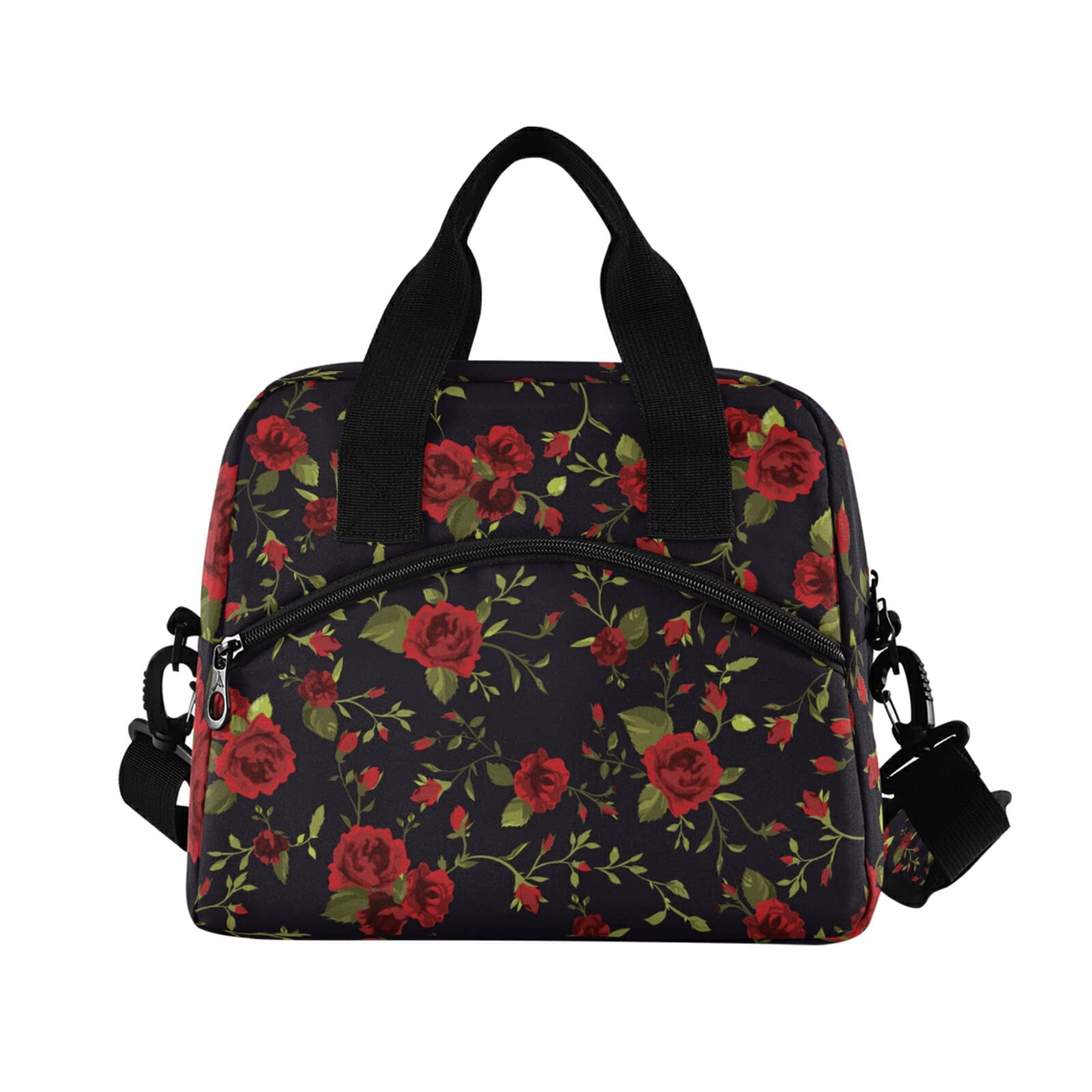 ALAZA Insulated Lunch Box with Shoulder Strap - 19-Can (12.5L) Capacity, Reusable Cooler Bag for Women & Men - Perfect for Work, Picnics, School & Outdoor Activities - Red Rose Floral Design