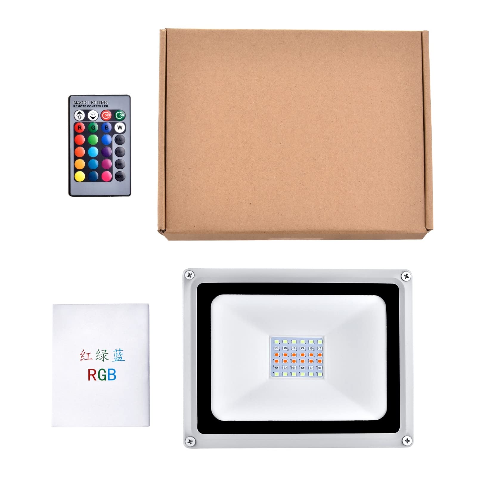 10 Pack 30W LED RGB Floodlights with Remote Control - 16 Colors & 4 Dynamic Modes, IP65 Waterproof Dimmable Outdoor Security Lights for Garden, Landscape, Wall, Patio, Pool Area Lighting (Perfect for Parties, Holidays & Home Security)