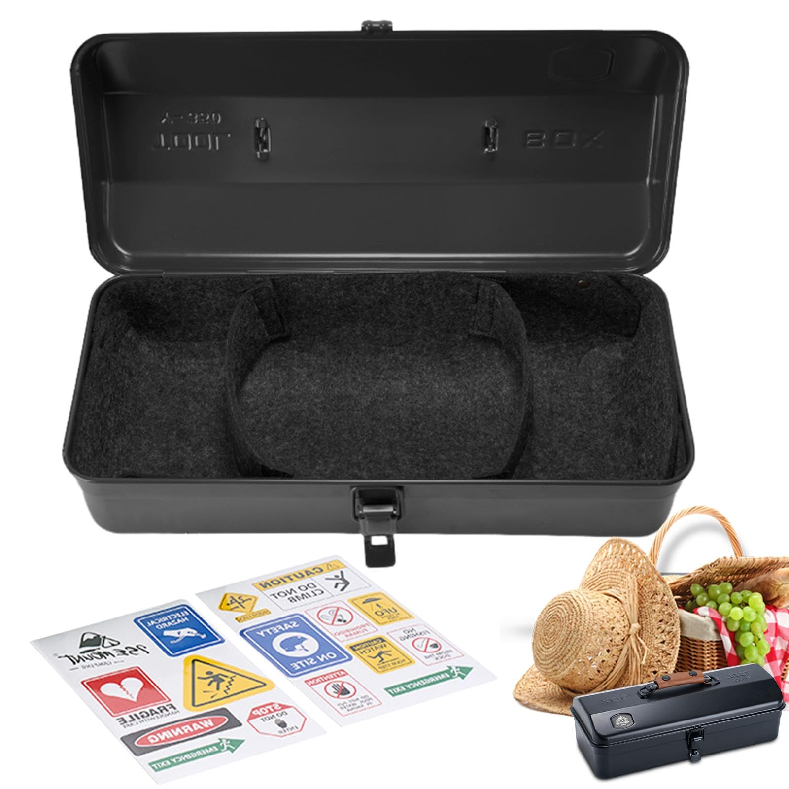 Durable Portable Metal Tool Box with Hip Roof - Heavy Duty Iron Storage Box for Camping, Outdoor & DIY Projects - Perfect for Tools, Gear & Equipment Organization