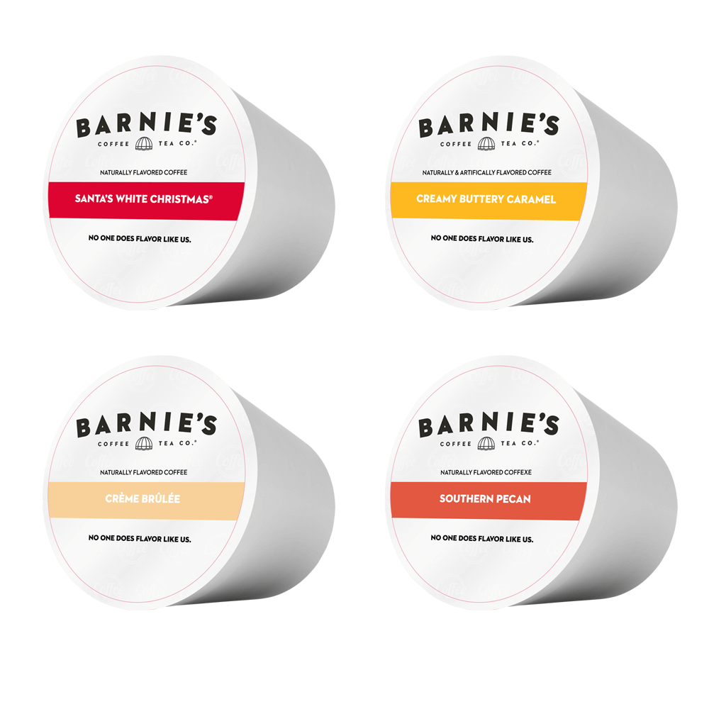Barnie's Flavored Variety Pack Single Serve Coffee Pods - 32 Count Assorted Flavors for Keurig Brewers | Perfect for Office, Home & Travel Use