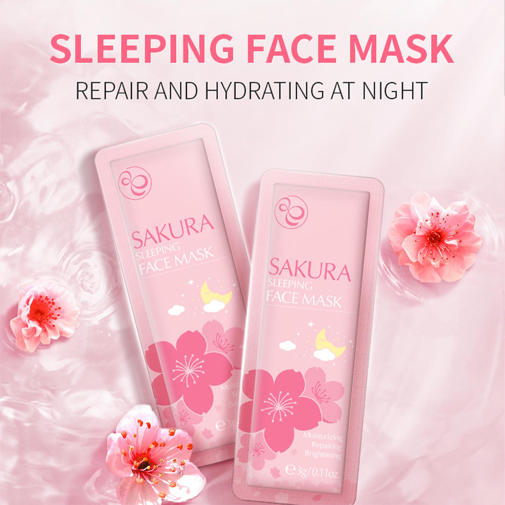 Cherry Blossom Skin Care Set for Women - Hydrating Serum, Face Cream, Sleep Mask, Eye Mask, Mud Mask & Lip Mask - Japanese Skincare Gift Set for Girls - Perfect for Daily Routine & Spa Night Self-Care