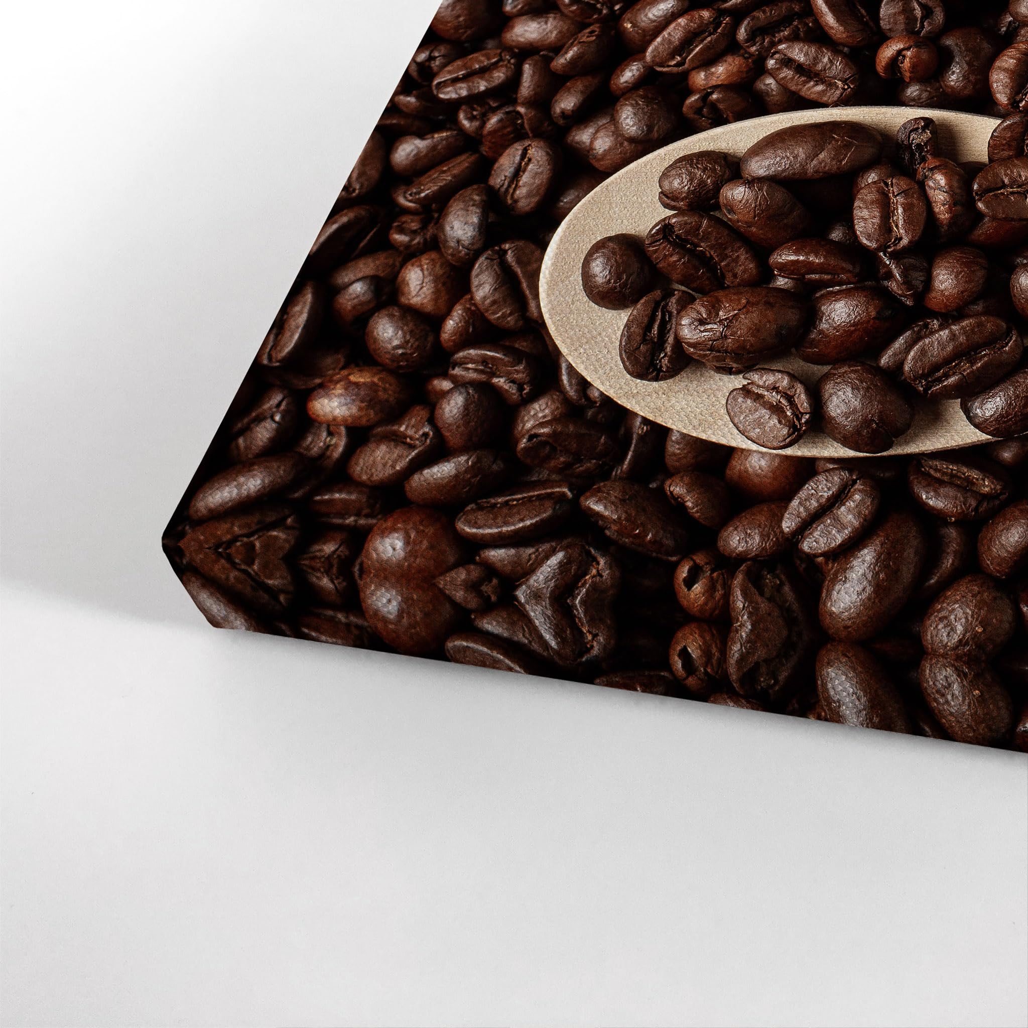 Premium Tasty Coffee Beans on Wood Spoon Canvas Wall Art Print - Modern Kitchen & Cafe Decor, Farmhouse Dining Room Artwork, Housewarming Gift (36x24 Inch) - Perfect for Restaurants, Coffee Shops & Home Decor
