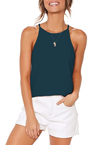 THANTH Women's Halter Tops - Sleeveless Summer Strap Tank Tops with High Neck, Casual Cami Tee for Beach, Party & Everyday Wear