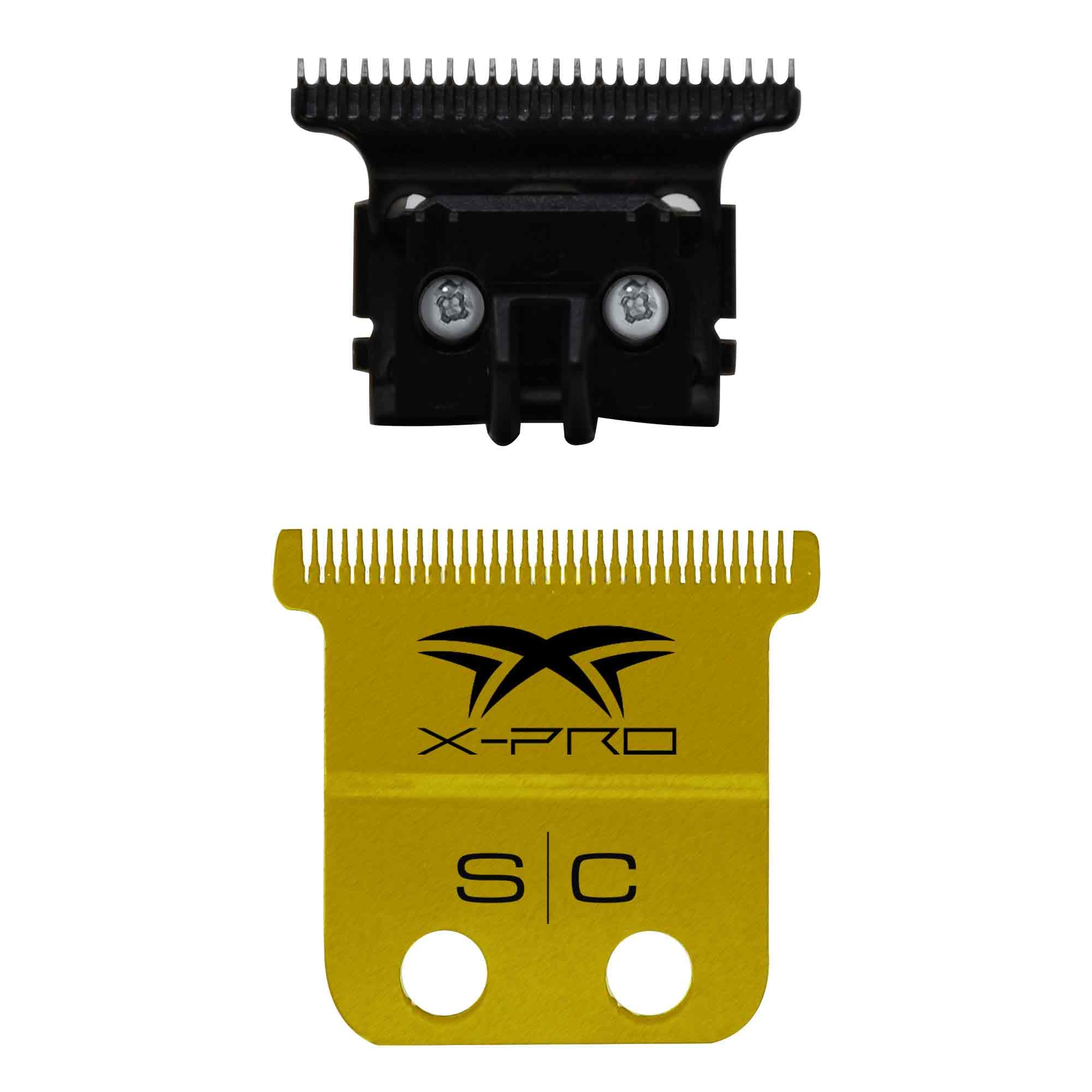 Stylecraft Replacement Fixed X-Pro Precision Gold Titanium Trimmer Blade with Black Diamond Carbon DLC - Professional Deep Tooth Cutter Set for Barbers & Stylists - Perfect for Fades, Lineups & Detailed Hair Cutting