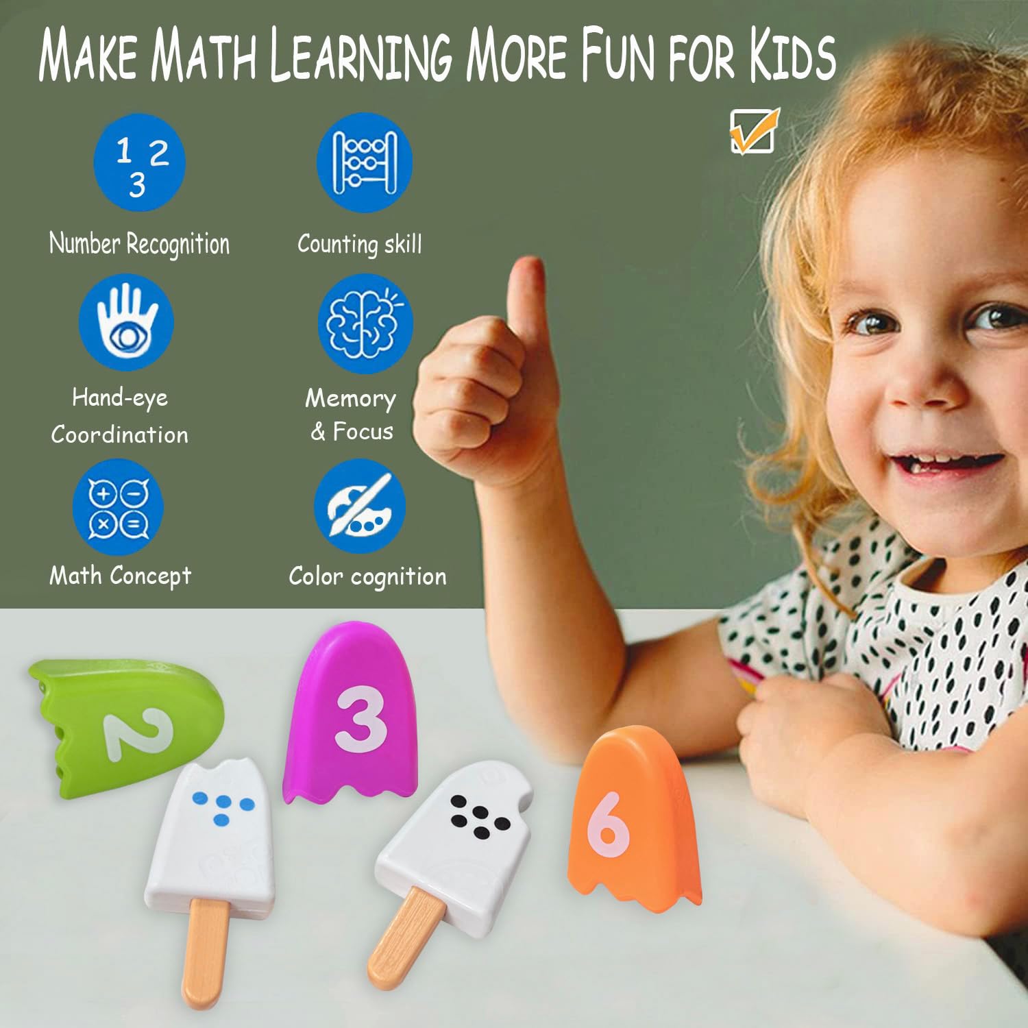 Number Matching Counting Games for Kids - Fine Motor Skills Toys, Preschool & Kindergarten Math Manipulatives, Montessori Learning Tools - Educational Gifts for Toddlers Ages 1-3 (Boys & Girls) - Perfect for Classroom Activities & Homeschooling