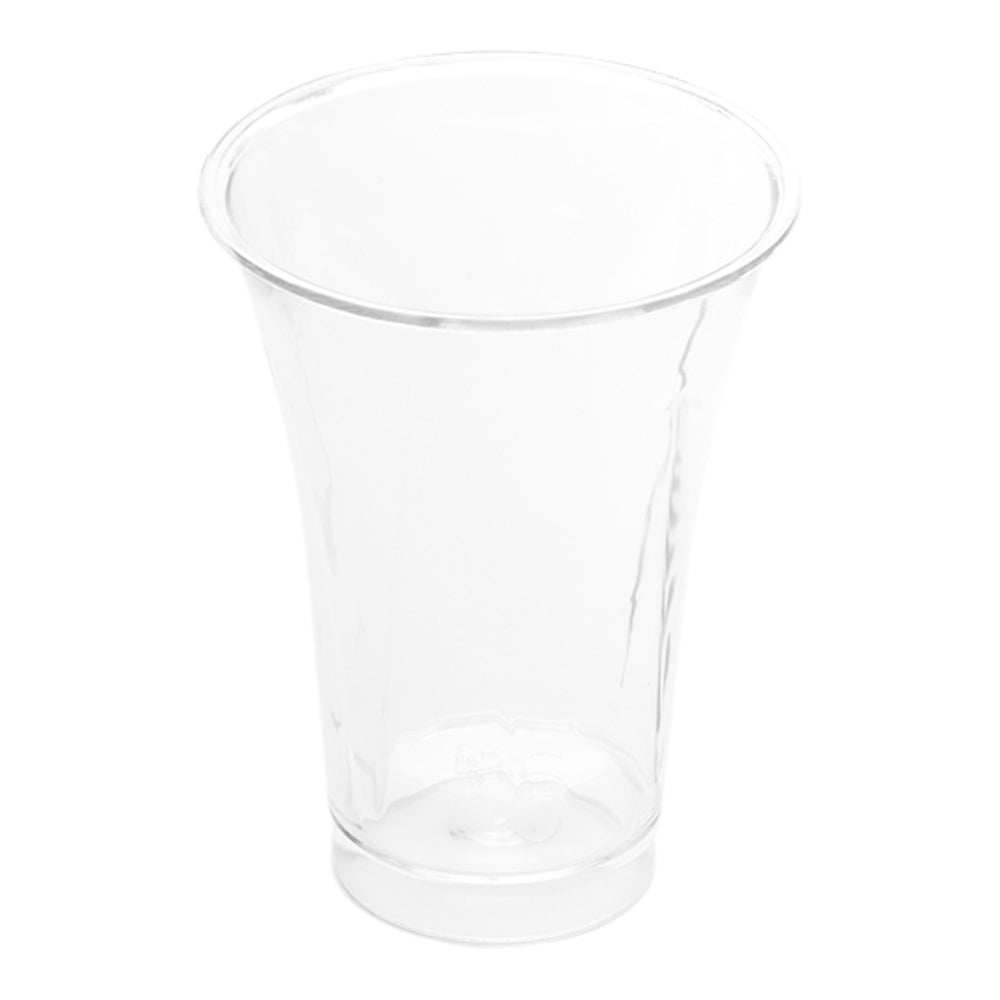 100-Pack 2 oz Clear Plastic Mini Trumpet Cups & 100-Pack Silver Plastic Mini Forks - Perfect for Parties, Weddings, Baby Showers & Dessert Tastings