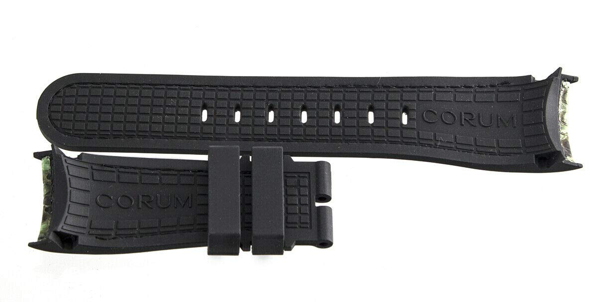 Corum Authentic 22mm x 18mm Black Green Rubber Watch Band Strap - Durable Replacement Strap for Luxury Watches, Perfect for Swimming, Sports & Everyday Wear