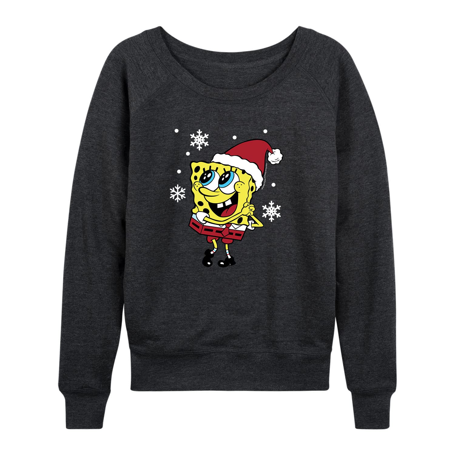HYBRID APPAREL SpongeBob SquarePants Dear Santa Women's Lightweight French Terry Pullover Hoodie - Cute Cartoon Christmas Sweatshirt for Holiday Parties & Casual Wear
