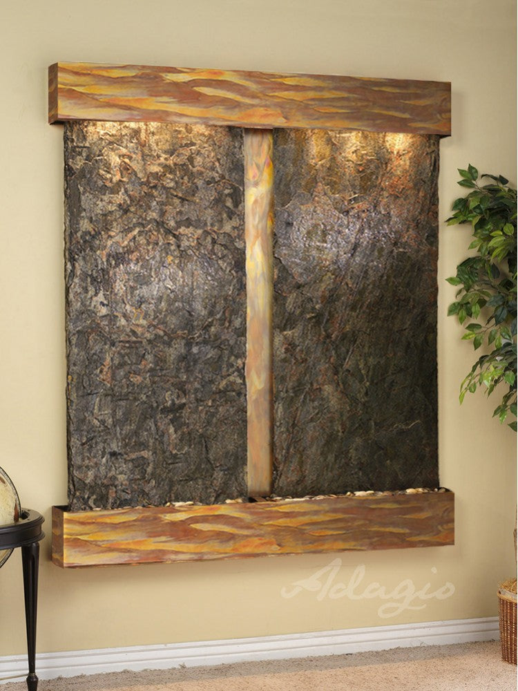 Adagio Cottonwood Falls Square Rustic Copper Green Natural Slate Tile CFS1002 - Perfect for Kitchen Backsplash, Bathroom Walls & Fireplace Surrounds