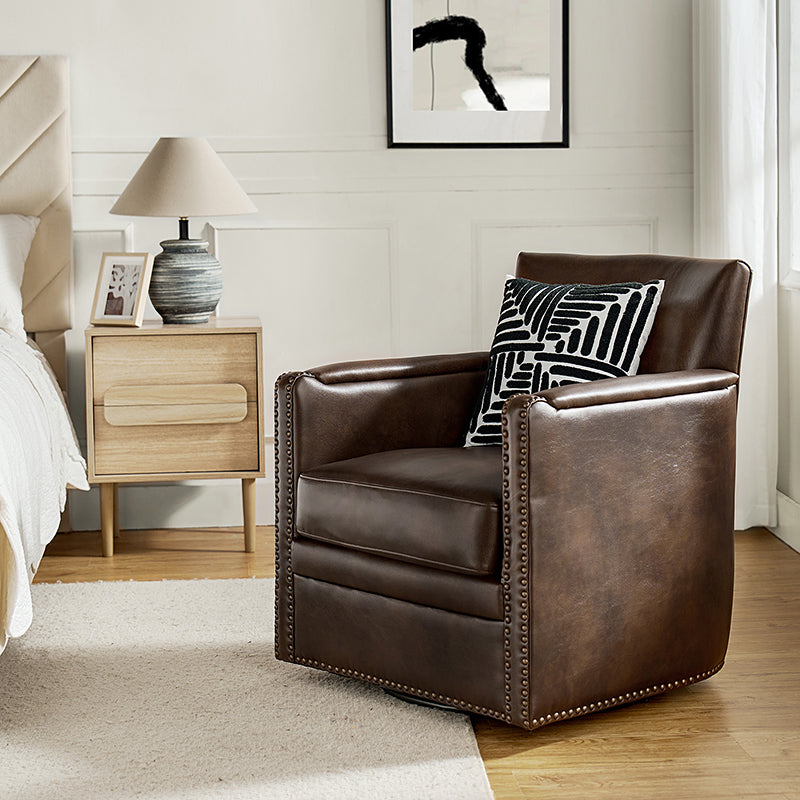 Gloria Genuine Leather Swivel Chair - 360° Rotating Office Chair with Adjustable Height for Home & Office Workspace - Perfect for Conference Rooms, Study Desks and Executive Offices