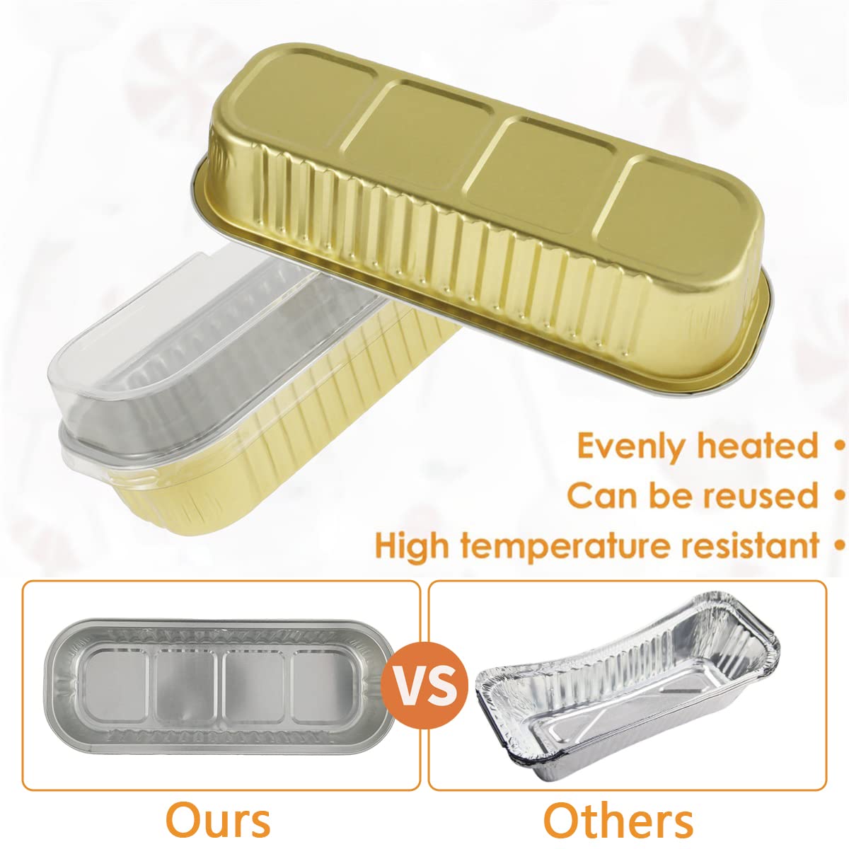 200pcs Mini Loaf Pans with Lids, Spoons & Stickers - 200ml Heat-Resistant Aluminum Baking Tins, Reusable Foil Bread Containers for Cake, Cupcakes & Desserts - Perfect for Home Kitchen Baking, Party Treats & Holiday Gifts (Gold)