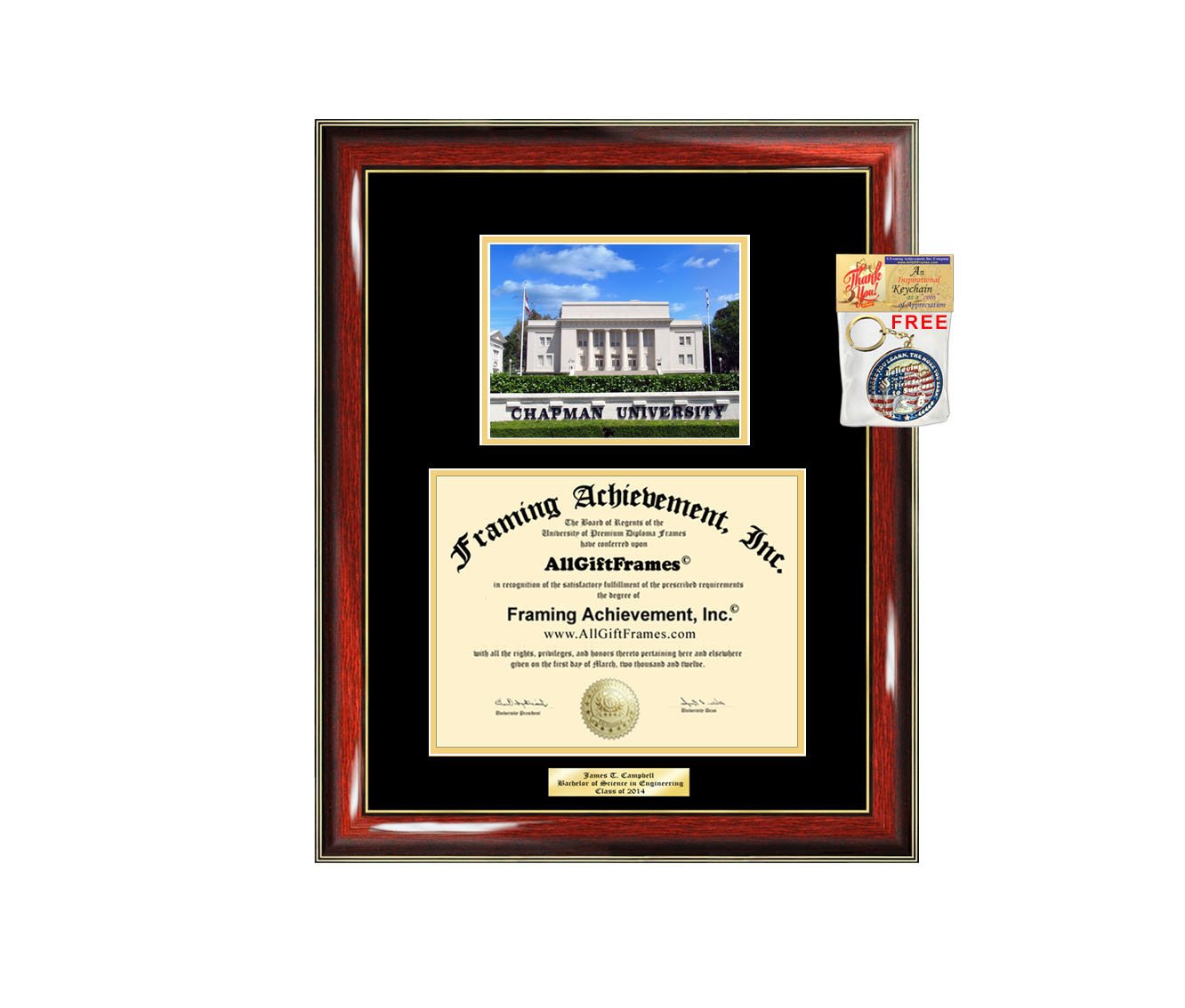 Chapman University Diploma Frame - Personalized Engraved Graduation Picture Frame for Degree & Document Display | Perfect Graduation Gift for Campus Photos & Memories | Dorm, Office & Home Decor