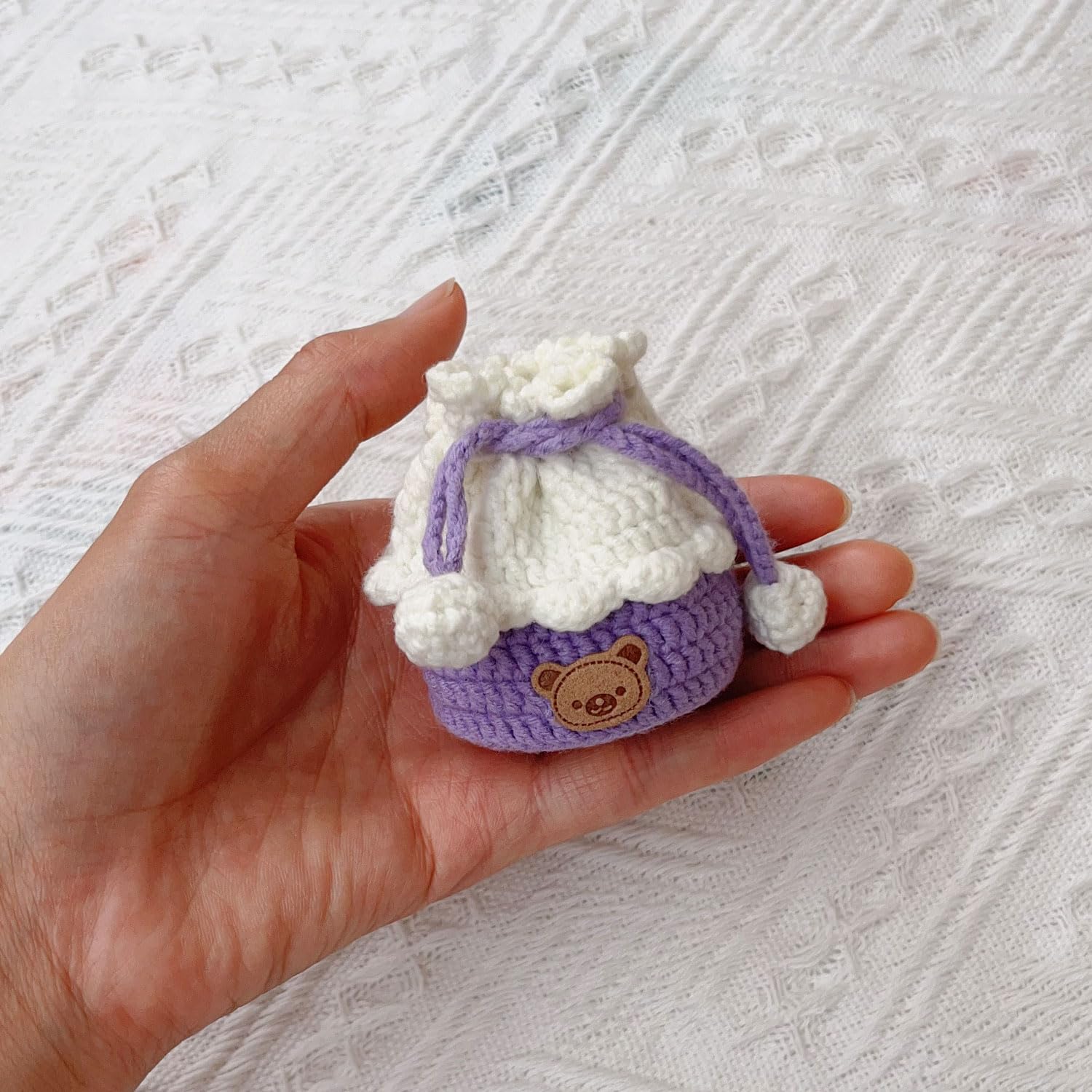 Cute Crochet Mini Drawstring Pouch - Handmade Coin Purse & Earbud Protector for Women & Girls | Perfect Gift for Travel, Parties & Daily Storage
