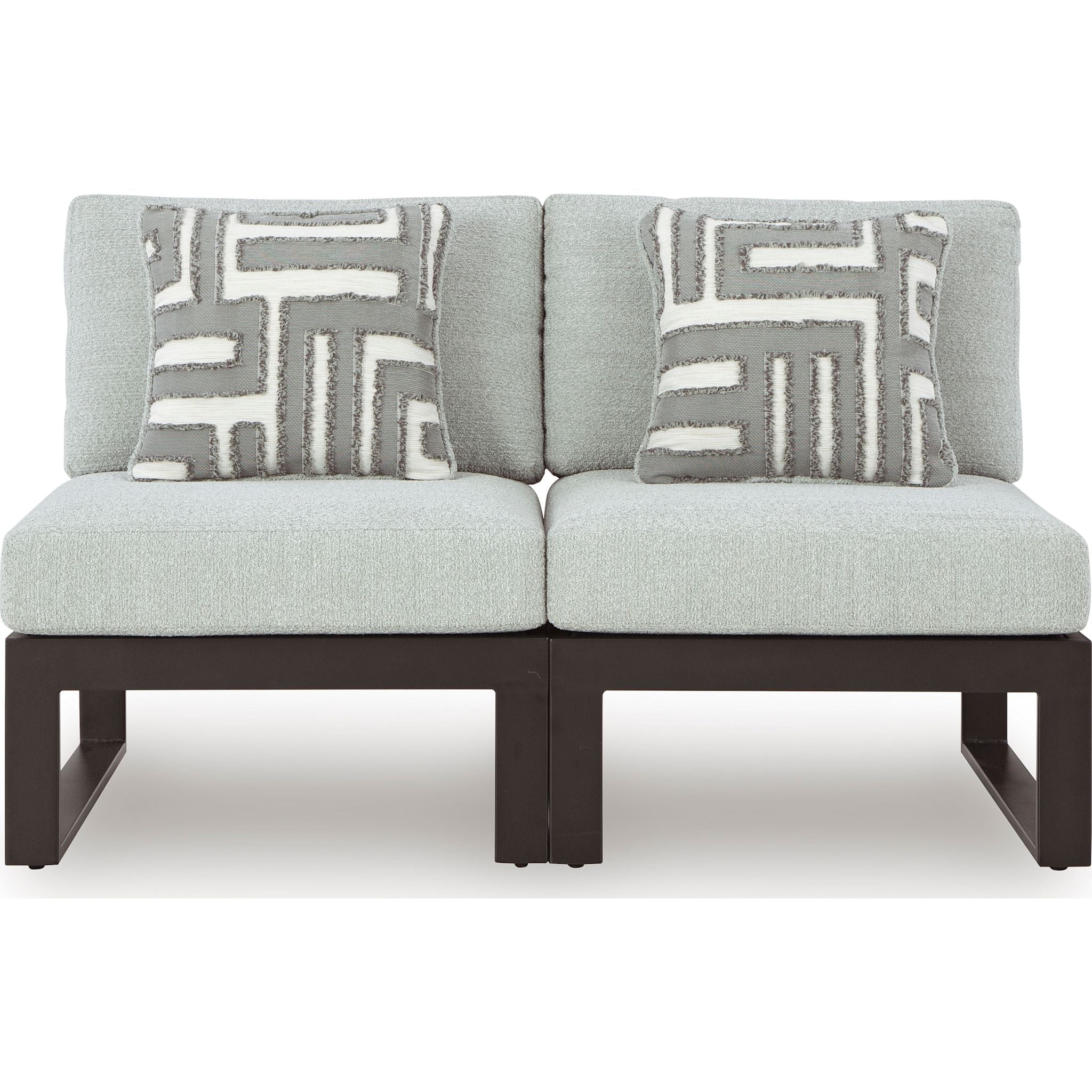 Beachloft 2-Piece Outdoor Modular Sectional Sofa Set - Water-Resistant Gray & Black Cushions - Perfect for Patio, Poolside, and Backyard Relaxation