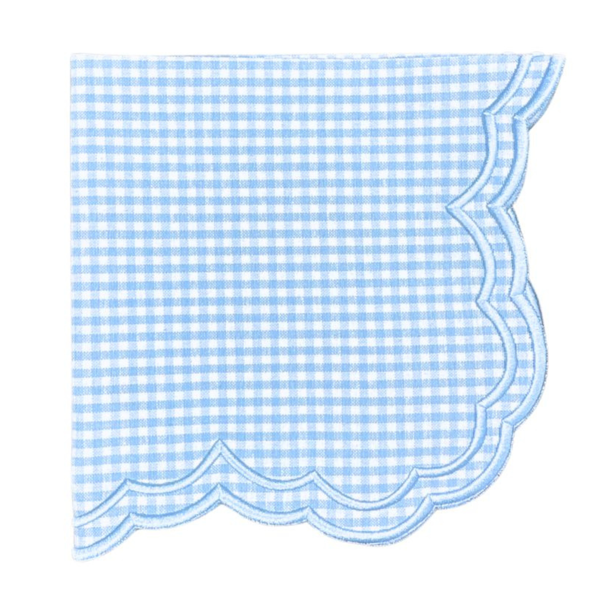 Blue Gingham Bettina Napkins - Set of 4 Premium Cotton Napkins for Dinner Parties, Picnics & Holiday Table Settings