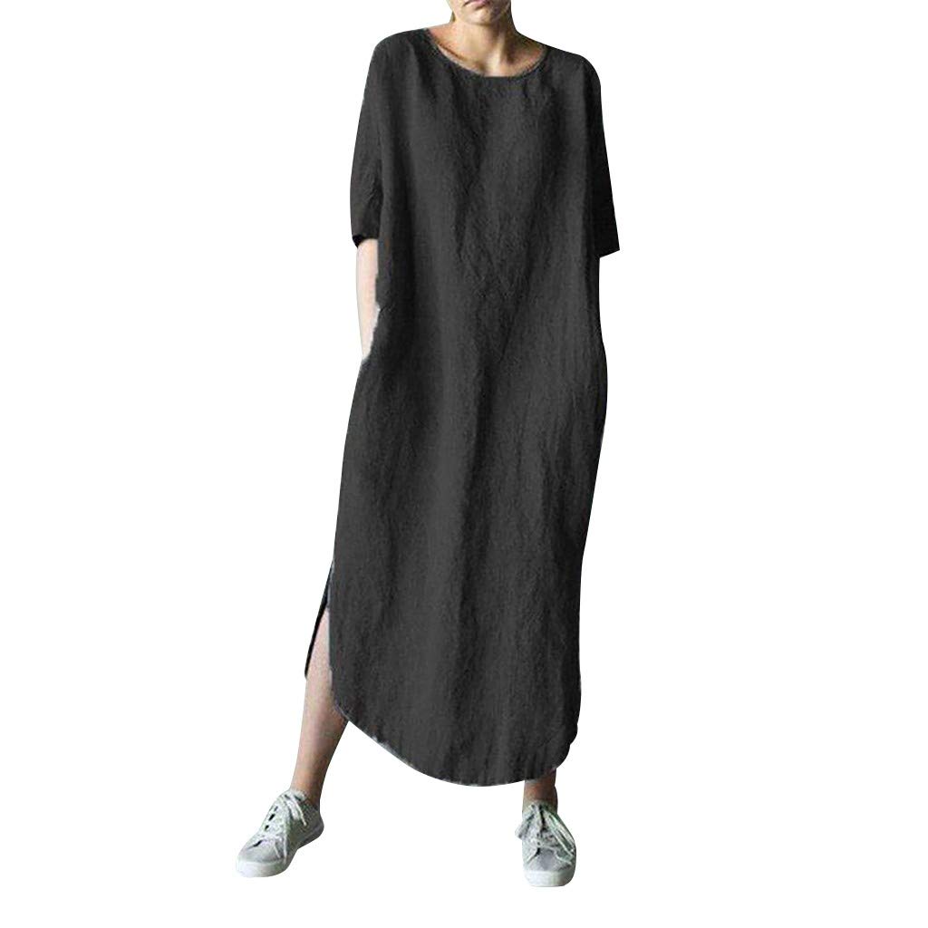 Women's Casual Cocktail Dresses Summer Long Sleeve O-Neck Fold Dress - Elegant Round Neck Party Dress for Evening Events, Weddings & Night Out