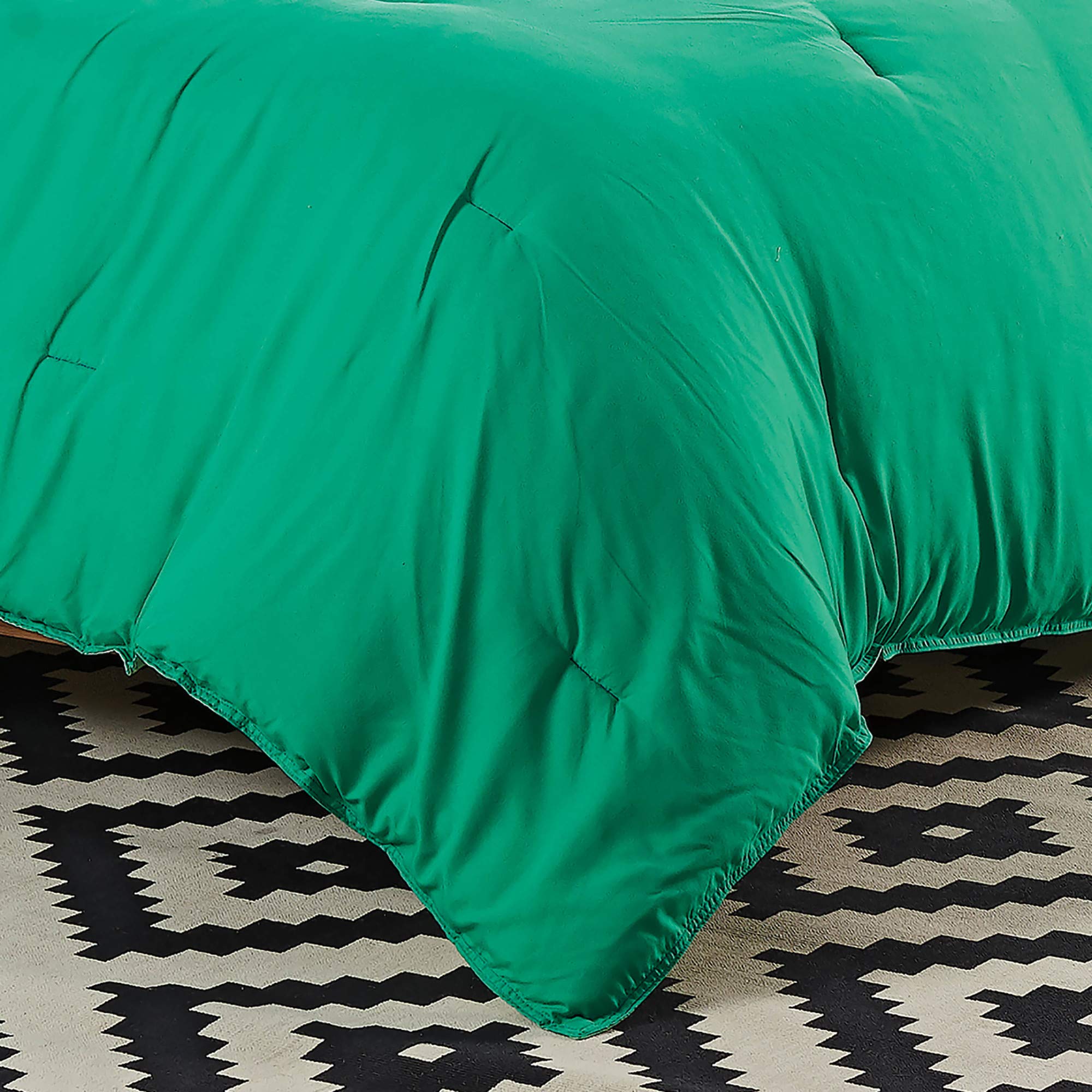 Utica® Solid Reversible King Size Green Comforter Set - 100% Cotton Bedding for All Seasons | Perfect for Master Bedroom, Guest Room & Cozy Home Decor