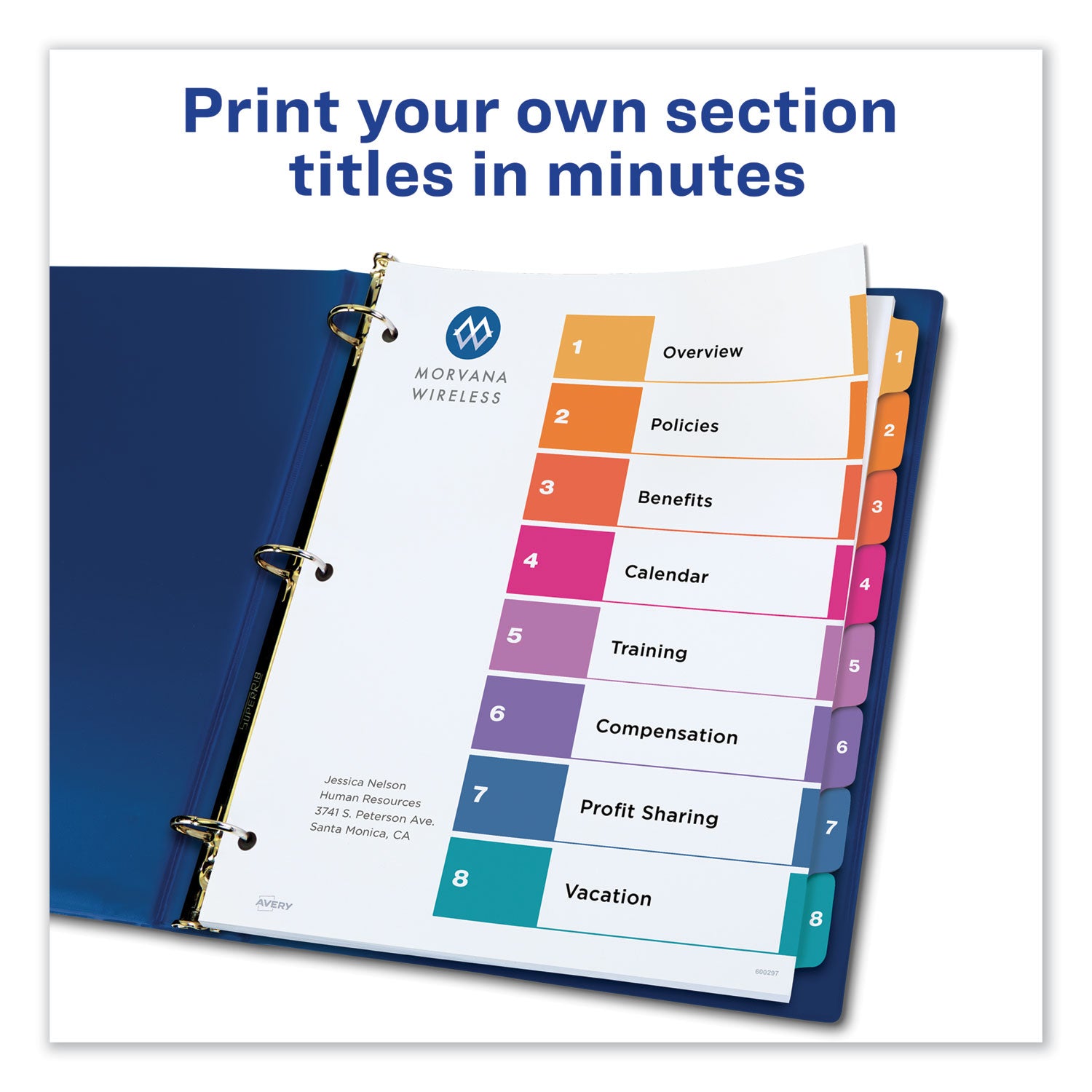 Avery Customizable Table of Contents Index Dividers with Multicolor Tabs - 8 Tabs (1-8), 11 x 8.5 Inches, White, 3 Sets - Perfect for Office Organization, School Binders & Document Filing