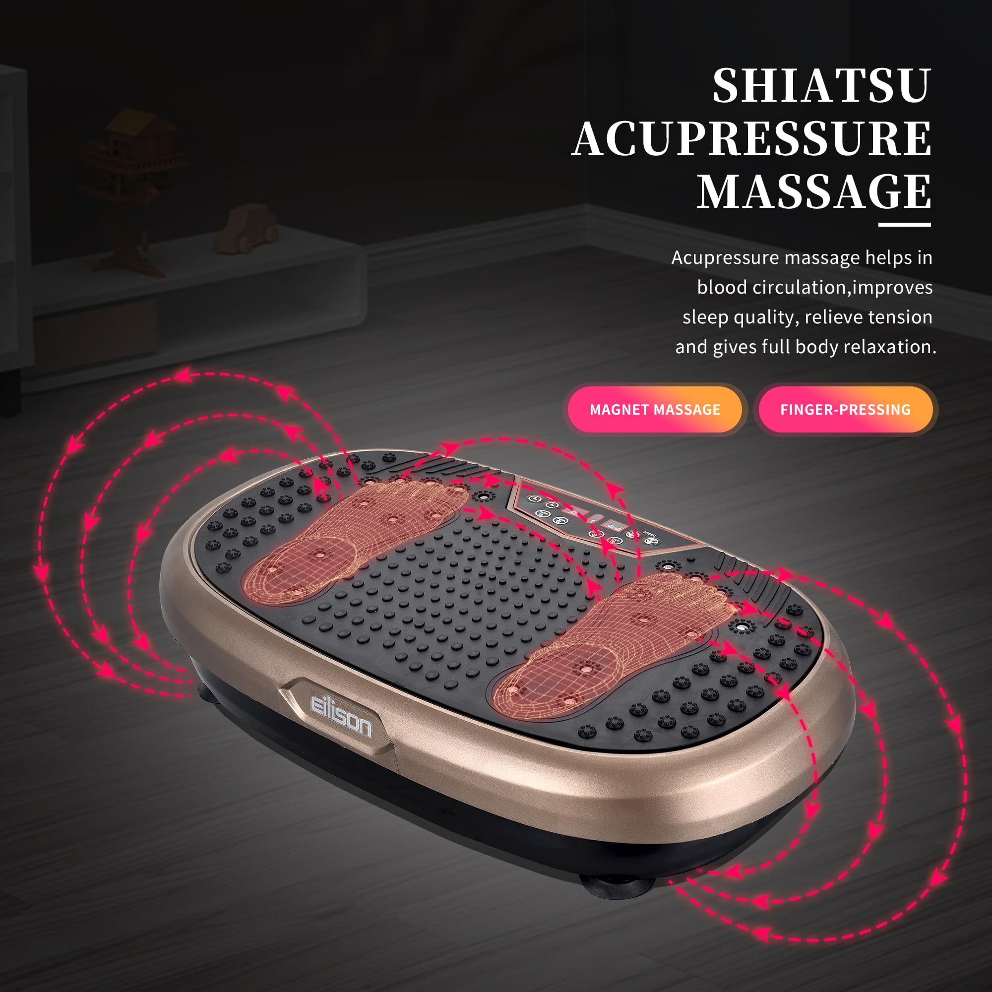 EILISON FitMax 3D XL Vibration Plate Exercise Machine - Whole Body Workout Platform with Resistance Bands for Weight Loss, Toning & Recovery - Ideal for Home Gym, Lymphatic Drainage & Fitness Enthusiasts
