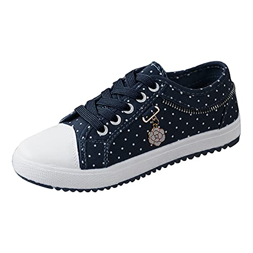 Women's Floral Canvas Casual Shoes - Lace-Up Fashion Sneakers with Pendant Detail, Dark Purple Size 8.5 | Comfortable Work Shoes & Water Shoes for Women - Perfect for Office, Walking, and Outdoor Activities