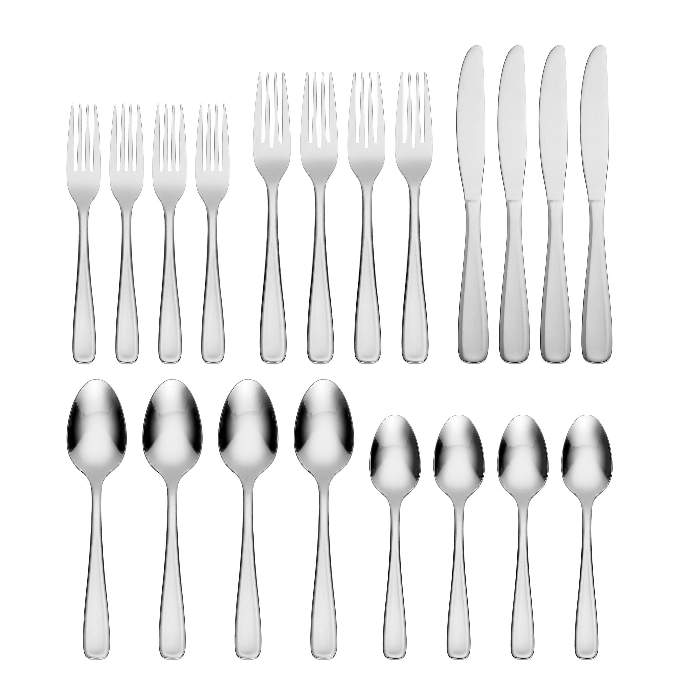Justine Mirror 20-Piece Stainless Steel Flatware Set - Elegant Silverware for Dinner Parties, Weddings & Everyday Dining