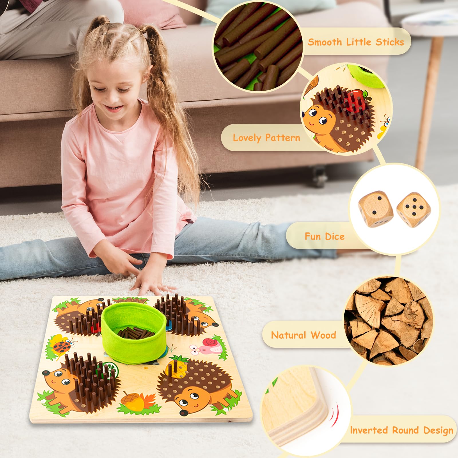 Montessori Hedgehog Counting & Matching Game - Fine Motor Skill Sorting Toys for Toddlers 3+ | Early Education Math Board Game | Birthday Gift for Kids | Perfect for Preschool Learning & Homeschool Activities