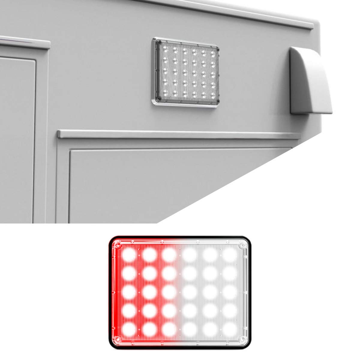 Alpha-Z 7x9 Inch Ultra Slim LED Emergency Strobe Light for Ambulance & Fire Truck - Red/Clear Surface Mount Warning Light - Perfect for Emergency Vehicles, Construction Zones & Roadside Safety