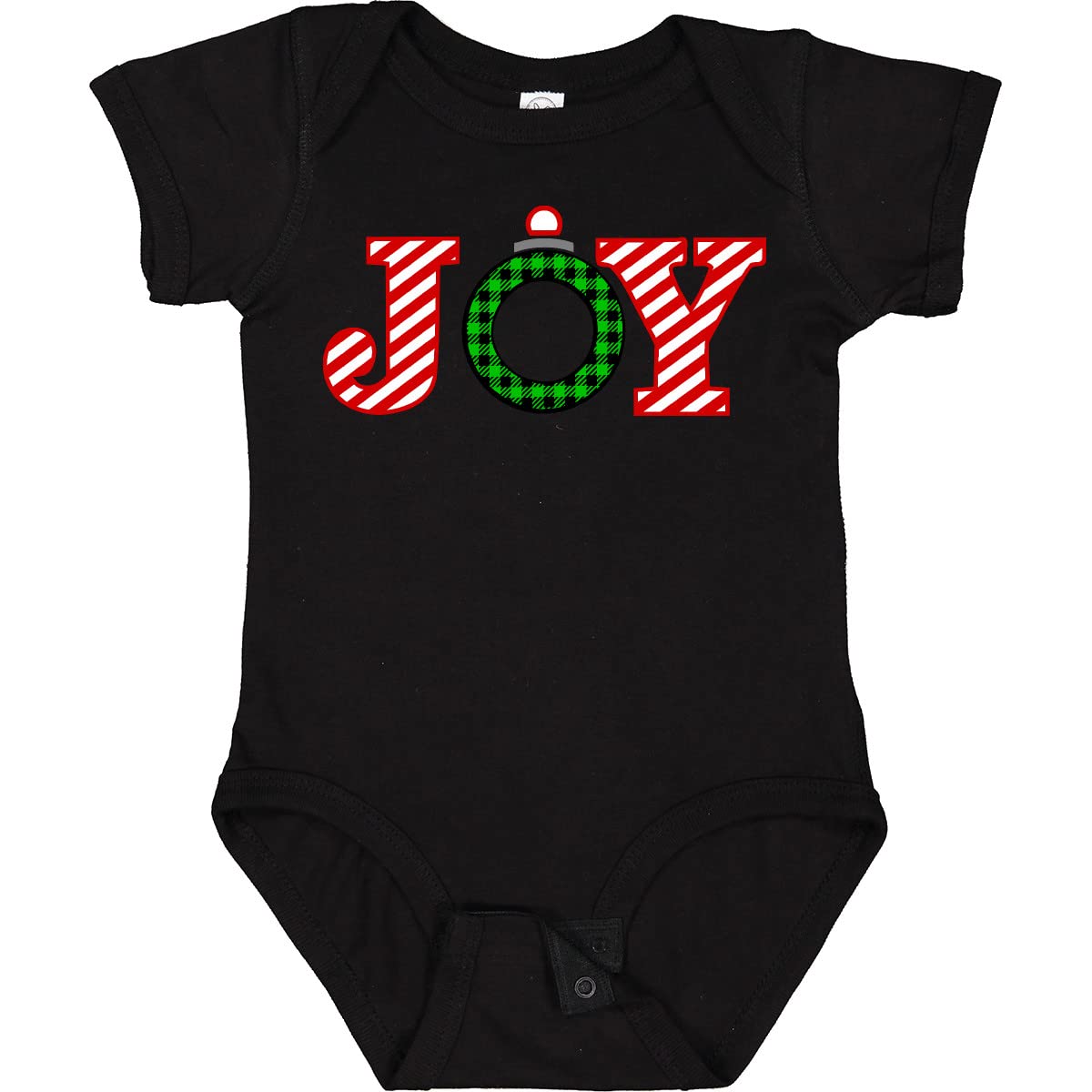 Inktastic Joy Christmas Ornament with Candy Cane Stripes Baby Bodysuit - Festive Holiday Outfit for Infants & Toddlers - Perfect for Christmas Photos, Family Gatherings & Holiday Celebrations