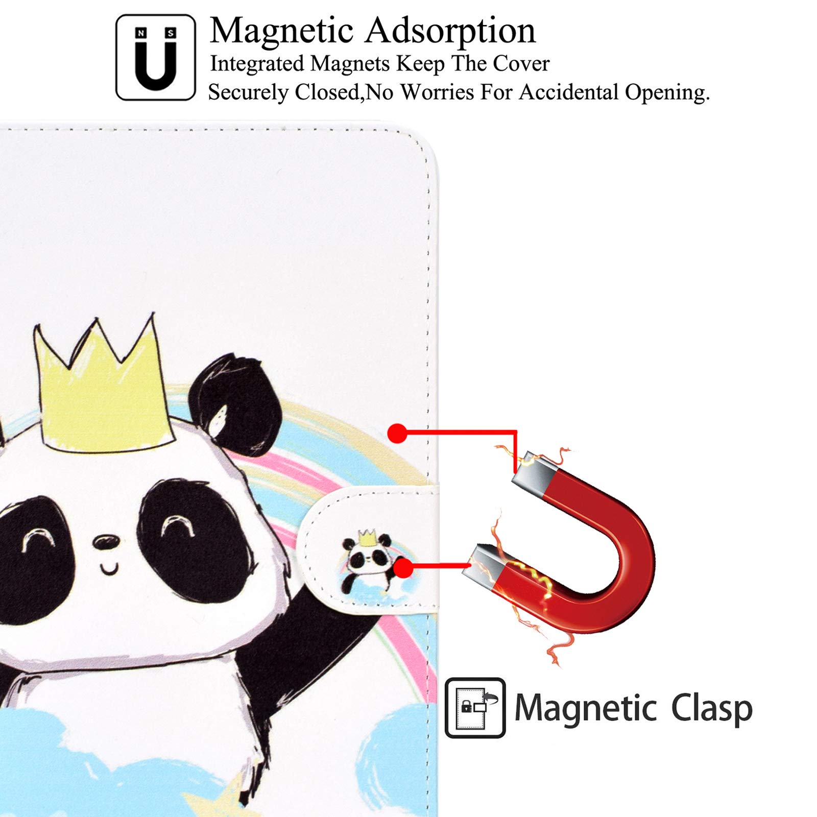 Premium Protective Case for iPad 10.2 inch (9th/8th/7th Gen 2021/2020/2019) - Adjustable Stand Folio Cover with Auto Sleep/Wake & Card Slots | Crown Panda Design | Perfect for Work, Travel & Home Use