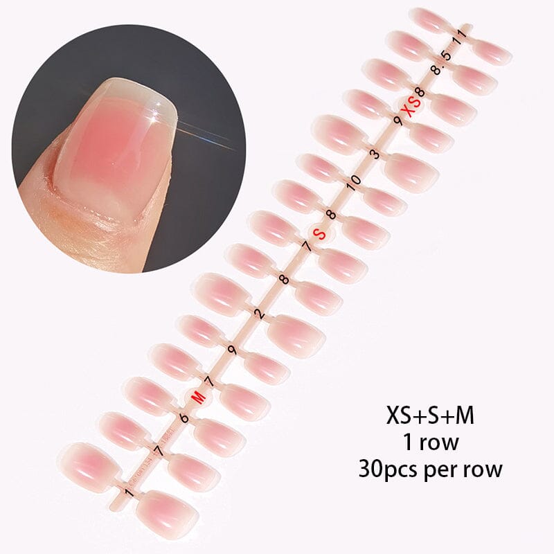 30Pcs Short Square Press on Nails - 15 Sizes Rose Blush False Nail Tips (Style 02) for Daily Wear, Parties & Special Occasions