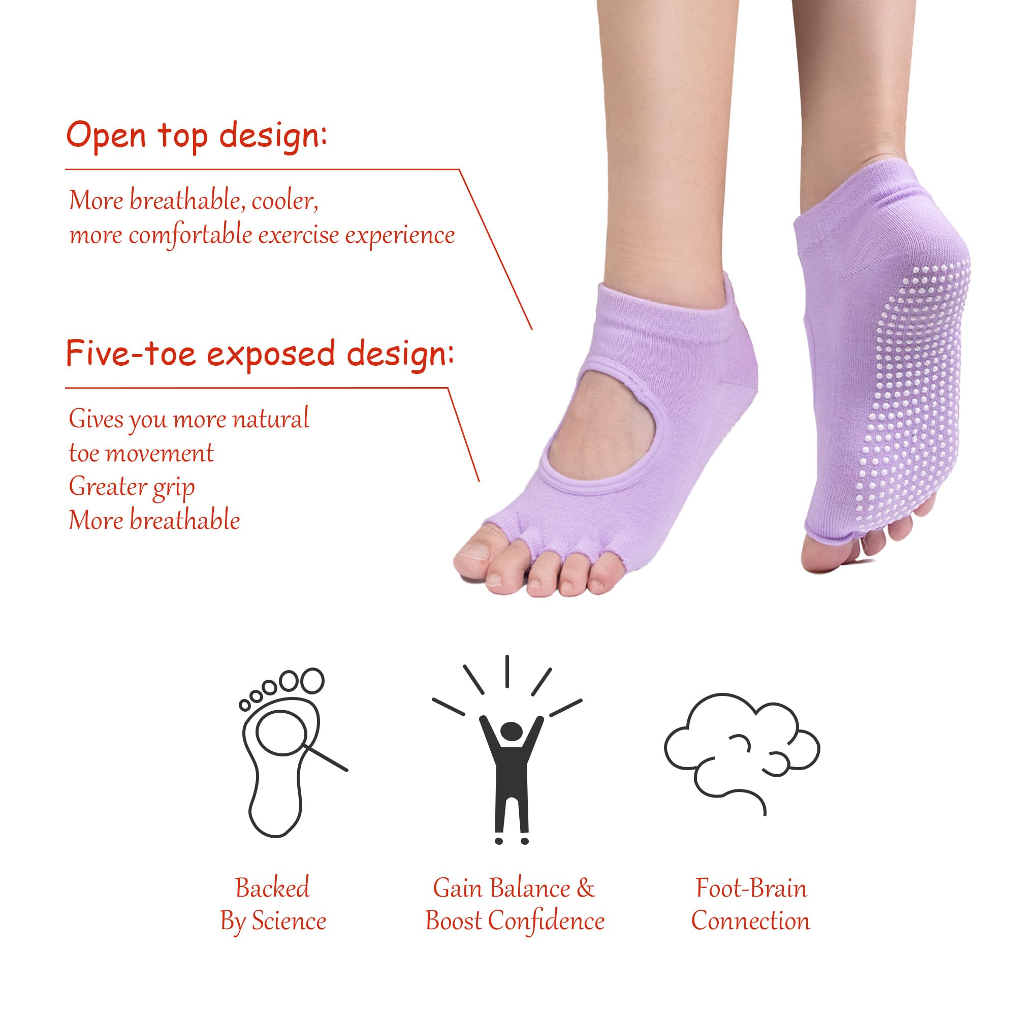 Non-Slip Pilates Socks for Women - Yoga & Workout Grip Socks