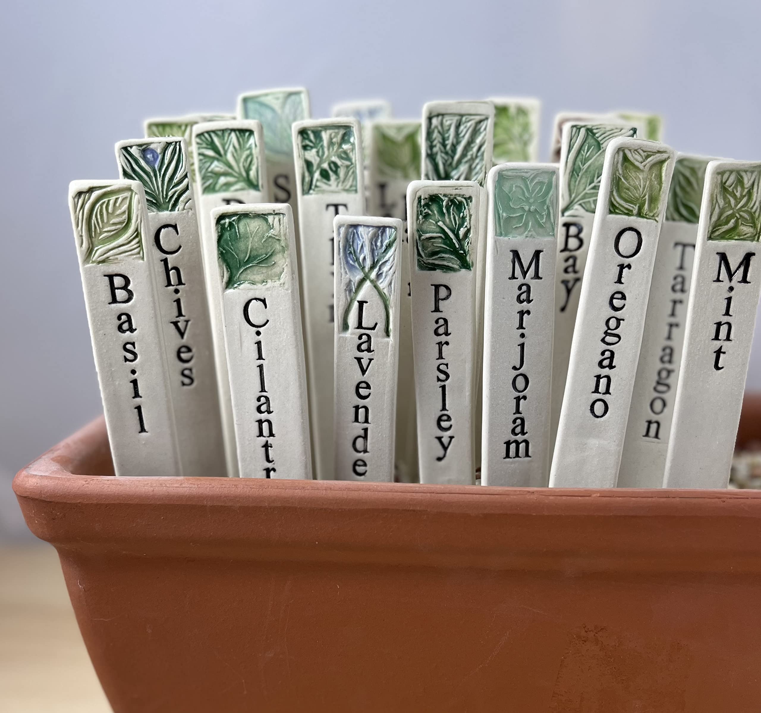 Herb Garden Markers - Set of 3 Ceramic Plant Labels for Indoor & Outdoor Gardening - Perfect for Herb Pots, Vegetable Gardens & DIY Plant Identification