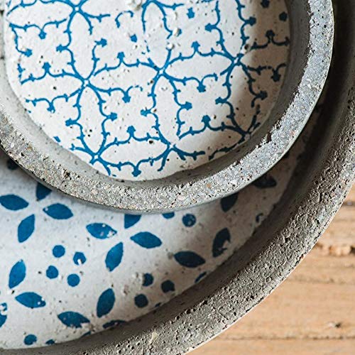 RusticReach 10 Inch Cement Blue Plant Saucer Set of 2 - Decorative Flower Pot Drip Trays for Indoor Outdoor Plants, Perfect for Garden, Patio, and Balcony Use