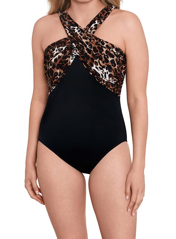 Longitude Women's One Piece Swimsuit - Crossover Draped Tank with Soft Cup Support, Comfortable Bathing Suit for Swimming, Beach Vacation & Pool Party