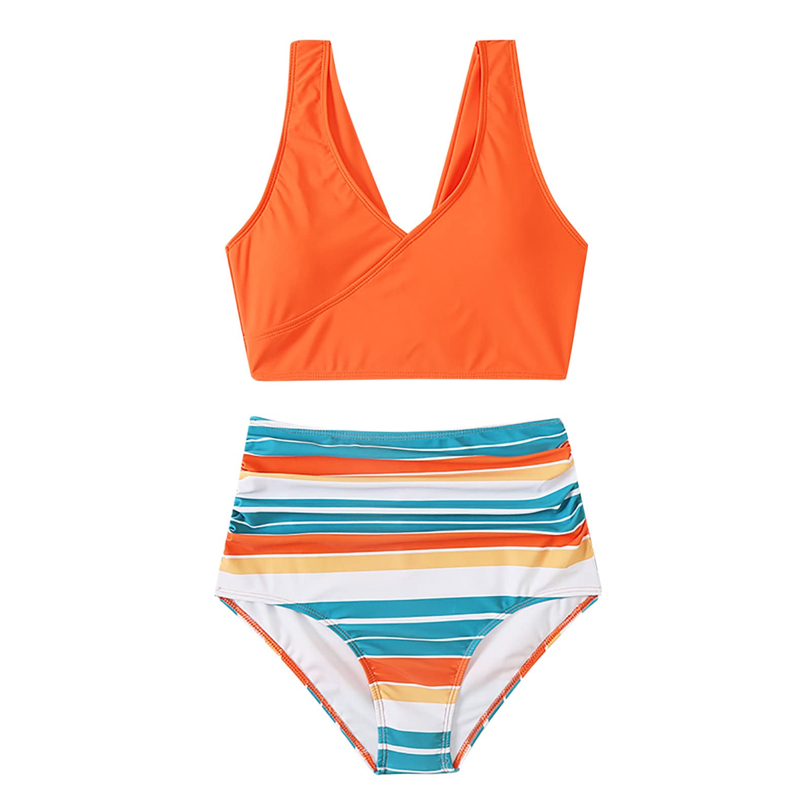 Women's High Waisted Bikini Set - Sexy Split Graphic Print Swimsuit for Summer Beach Vacation, Pool Party & Tropical Getaway