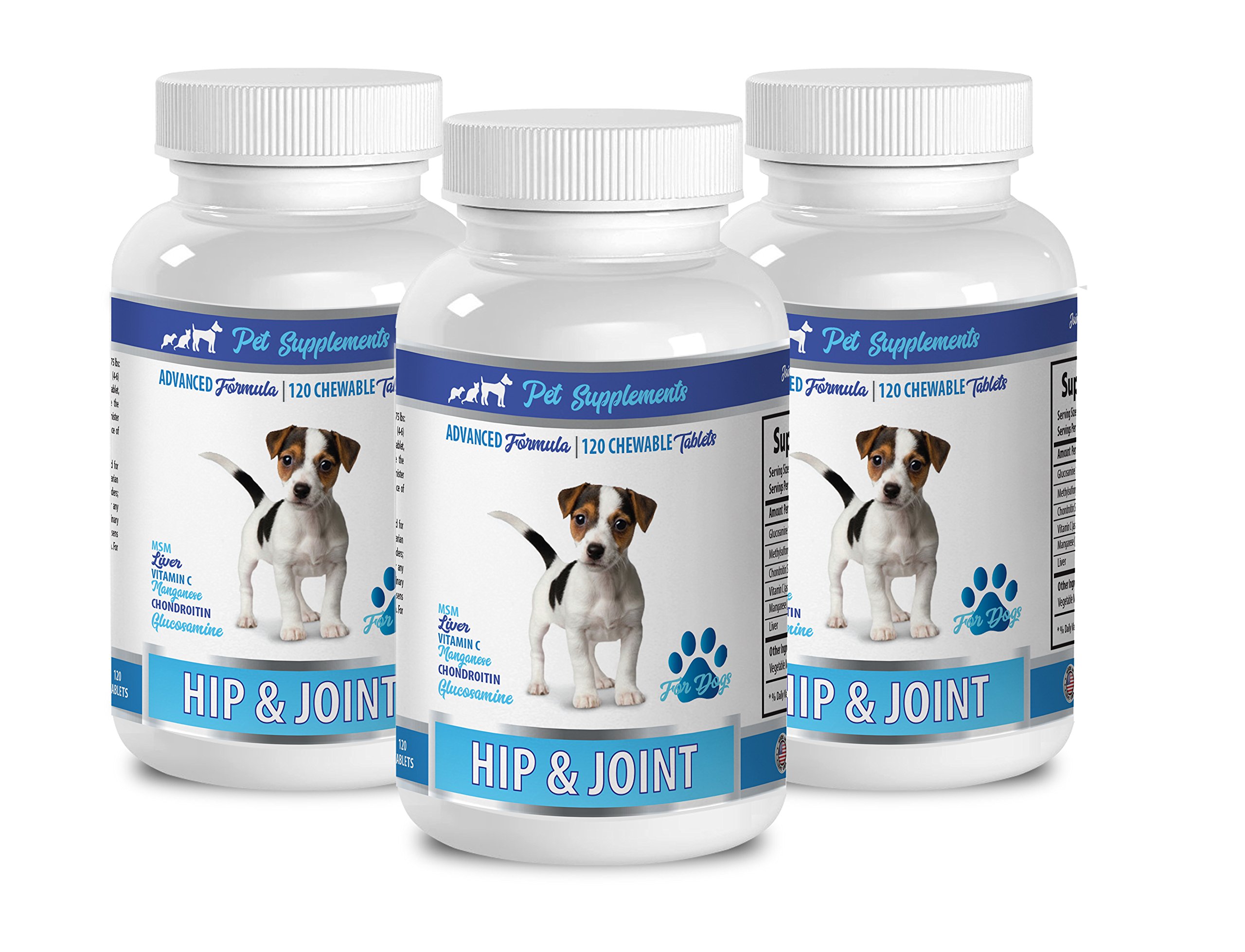 Puppy Joint Vitamins for Dogs - Hip & Joint Support Chewable Tablets - Senior Dog Supplement with Glucosamine & Chondroitin - 3 Pack (360 Tablets) - Perfect for Active Puppies & Aging Dogs with Mobility Issues