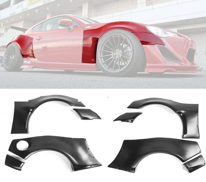 Fender Flares Wide Body Kit for 2013-2016 Scion FR-S / 2013-2020 Subaru BRZ / 2017-2020 Toyota 86 - GR Style Black ABS Plastic Wheel Arch Covers - Front & Rear Left Right Side Protection - Perfect for Off-Roading & Custom Car Styling