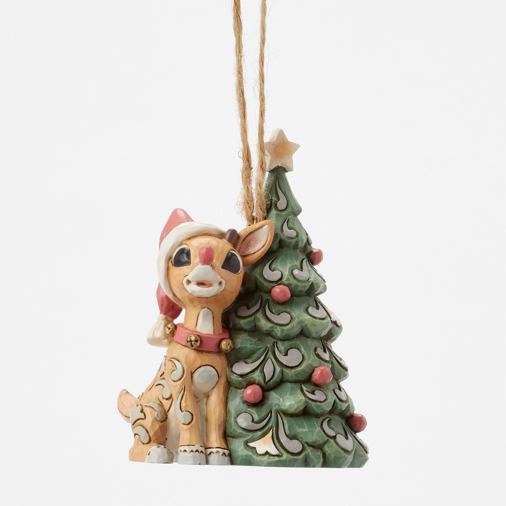 Woodland Rudolph with Tree Handmade Ornament - Christmas Decor for Tree, Gift, and Holiday Home Decoration