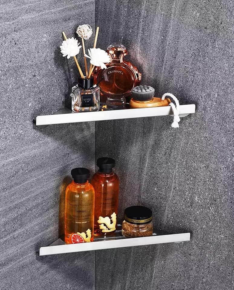 304 Stainless Steel Corner Shower Shelf - Wall Mounted Bathroom Storage Organizer for Shampoo, Soap & Towels - Silver - Perfect for Small Spaces & Modern Bathrooms