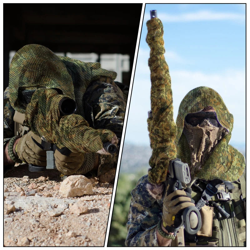 Sniper Veil Camo Mesh Tactical Scarf - Military Grade Concealment Scarf for Hunting, Airsoft & Outdoor Survival Gear | Perfect for Snipers, Hunters & Tactical Enthusiasts