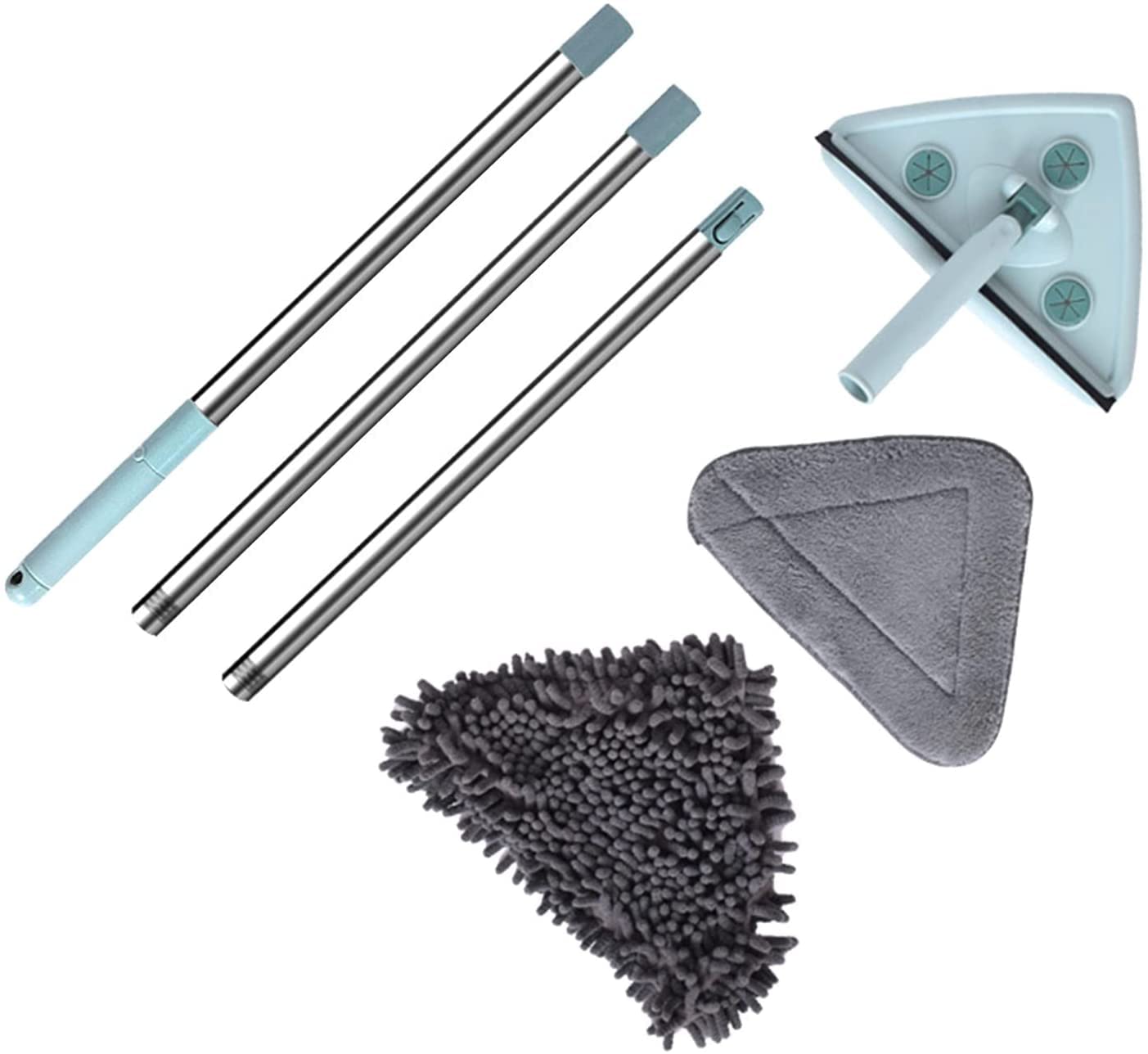 360° Adjustable Telescopic Triangle Mop - Deep Cleaning Lazy Mop for Roofs, Walls, Cars & Corners | Multi-Surface Wall Washer & Ceiling Cleaner | Perfect for Windows, Hard-to-Reach Areas & Home/Office Cleaning