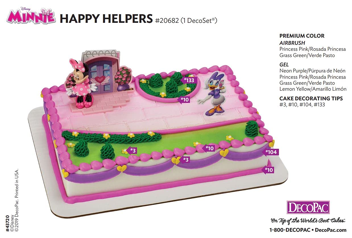 Disney Minnie Mouse Happy Helpers Cake Topper Set - 4-Piece Cake Decorations with Minnie Mouse & Daisy Duck - Perfect for Birthday Parties, Baby Showers & Disney-Themed Celebrations
