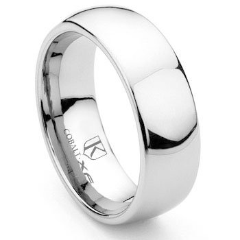 Cobalt XF Chrome 8MM Plain Dome Wedding Band Ring for Men - Durable & Hypoallergenic Cobalt Jewelry - Perfect for Engagement, Wedding, Anniversary & Everyday Wear