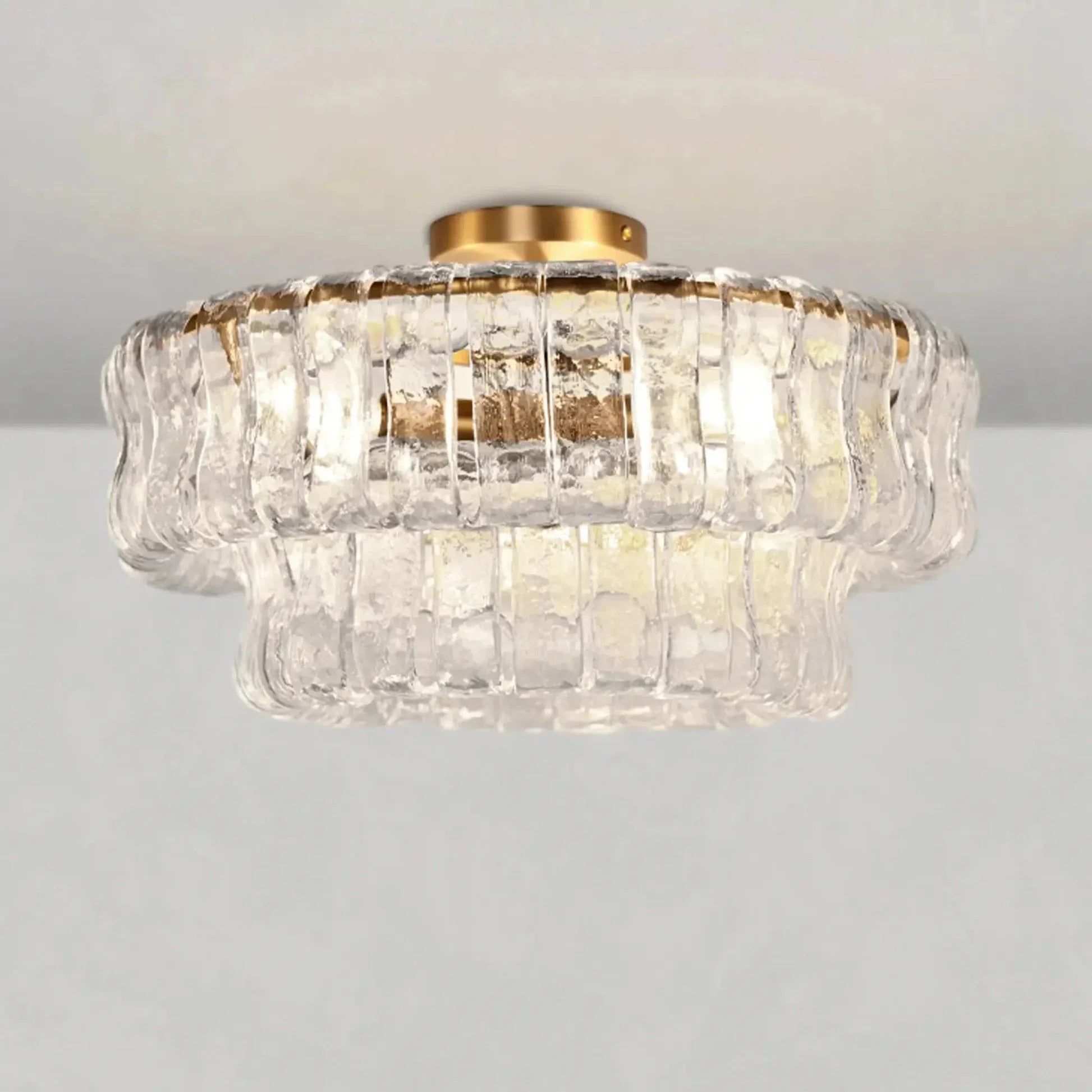 Modern Glass Flushmount Ceiling Light - Sleek Crystal Chandelier for Living Room, Bedroom & Dining Room - Elegant Home Lighting Fixture