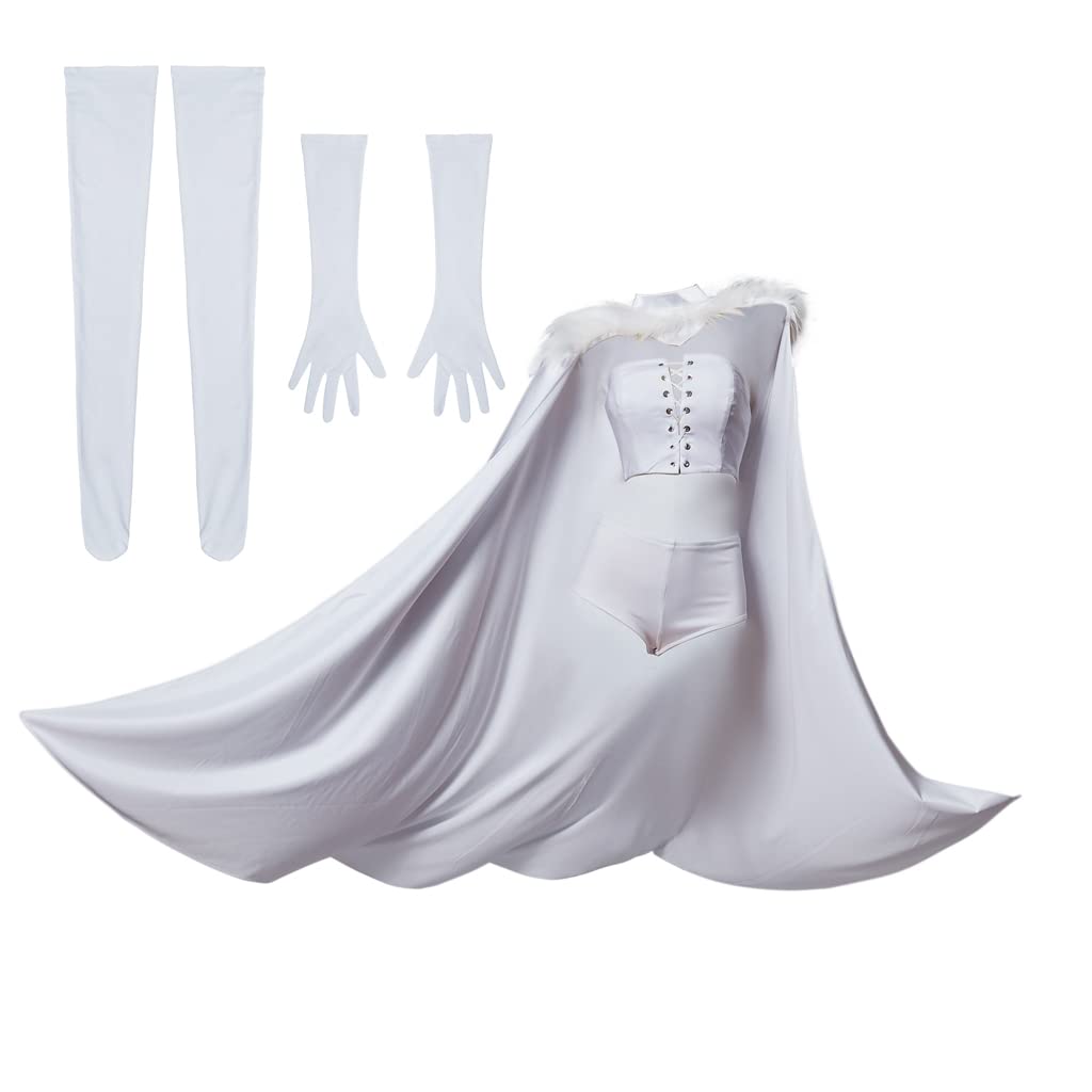 Emma Frost White Queen Cosplay Costume Full Set with Cape - Women's Marvel X-Men Halloween Outfit for Parties & Comic Conventions