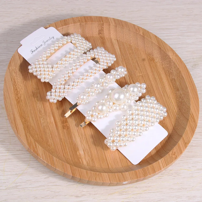 5Pcs/Set Elegant Pearl Hair Clips for Women - Snap Button Hairpins, Sweet Pearl Barrettes, Hair Jewelry Accessories - Perfect for Weddings, Parties & Everyday Styling