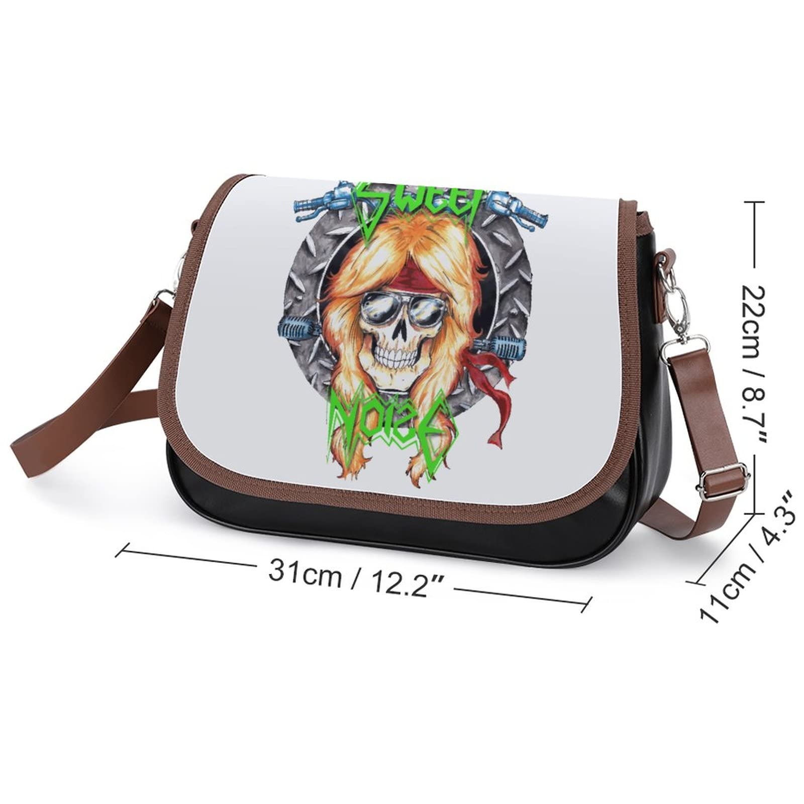 Stylish Printed Leather Crossbody Bags for Women - Fashion Shoulder Messenger Purse & Designer Satchel with Skeleton Rock Pattern | Perfect for Daily Use, Travel, Concerts and Gothic Fashion Outfits